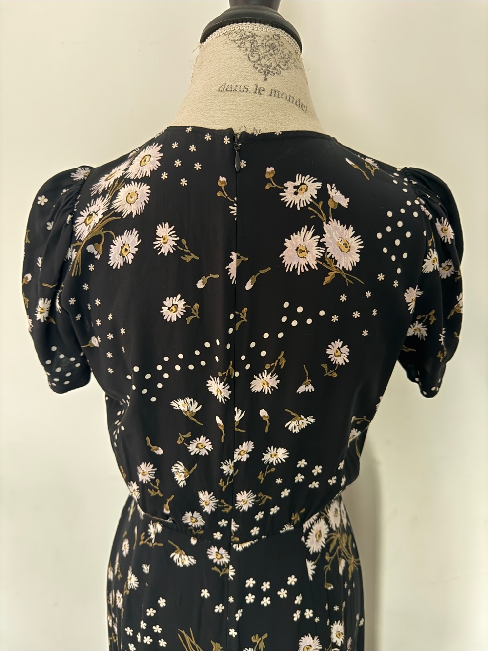 Madewell Black Floral V-Neck Midi Dress - Picture 9 of 11